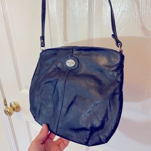 Borelli vintage navy handbag strap retractable clutch open pocket fun old cool